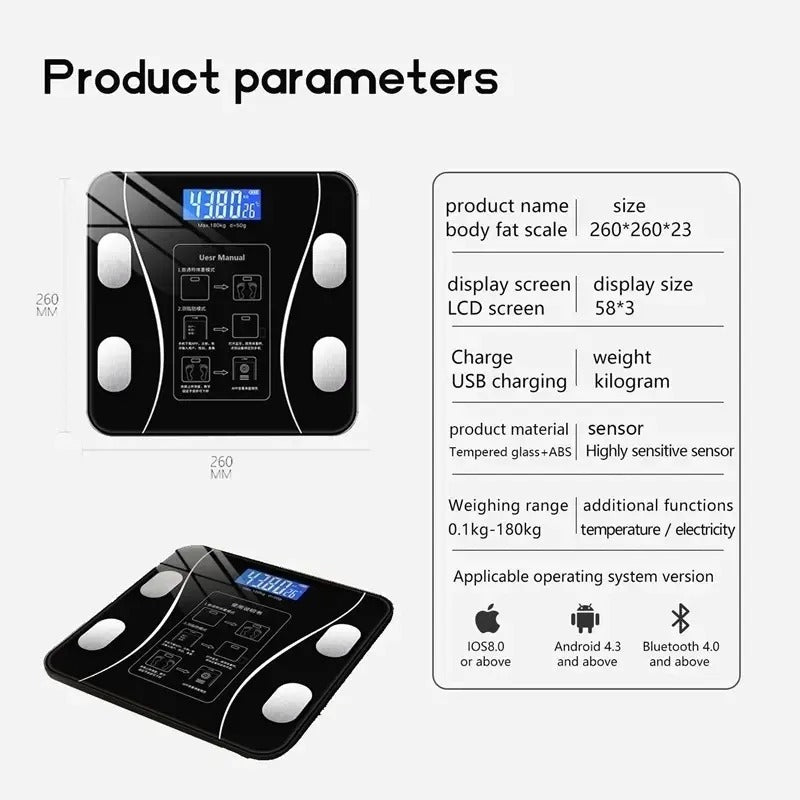 Talec SmartScale™ – Smart Body Fat Scale with Bluetooth | 13+ Body Metrics | 12-Month Warranty