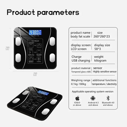 Talec SmartScale™ – Smart Body Fat Scale with Bluetooth | 13+ Body Metrics | 12-Month Warranty